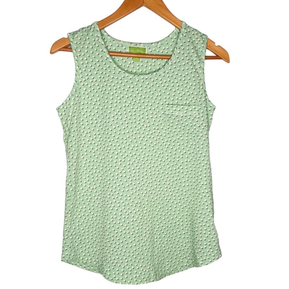 Vera Bradley Green Dotted Pajama Tank. Size Small.